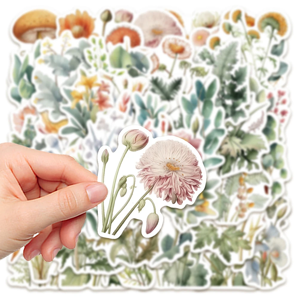 

10/30/50pcs Cartoon Fresh Green Plant Stickers Aesthetics Flowers Sticker Luggage Phone Scrapbooking Graffiti Decals Decoration