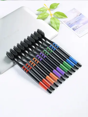 10/20 Pcs Family pack toothbrush, Bamboo Charcoal Soft fur Toothbrush, Travel Carry，Color random