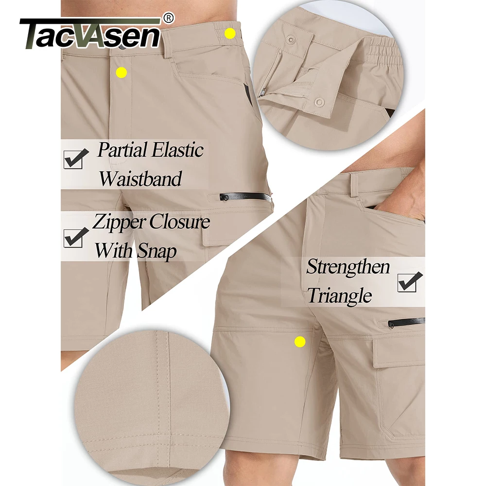 TACVASEN Summer Men\'s Quick Dry Work Shorts Casual Hiking Cargo Shorts Multiple Pockets Lightweight Outdoor Fishing Short Pants