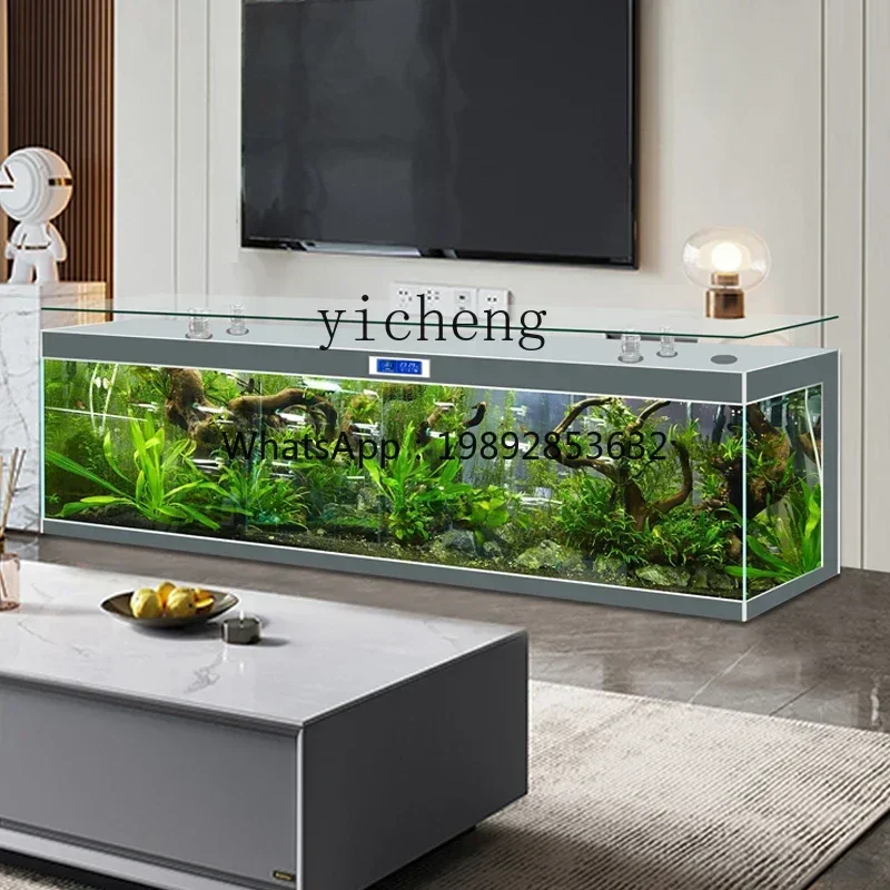 خزانة تلفزيون مربعة XX، خزانة سمكة، غرفة معيشة، أرضية منزلية كبيرة، حوض سمك كسول خالي من الماء