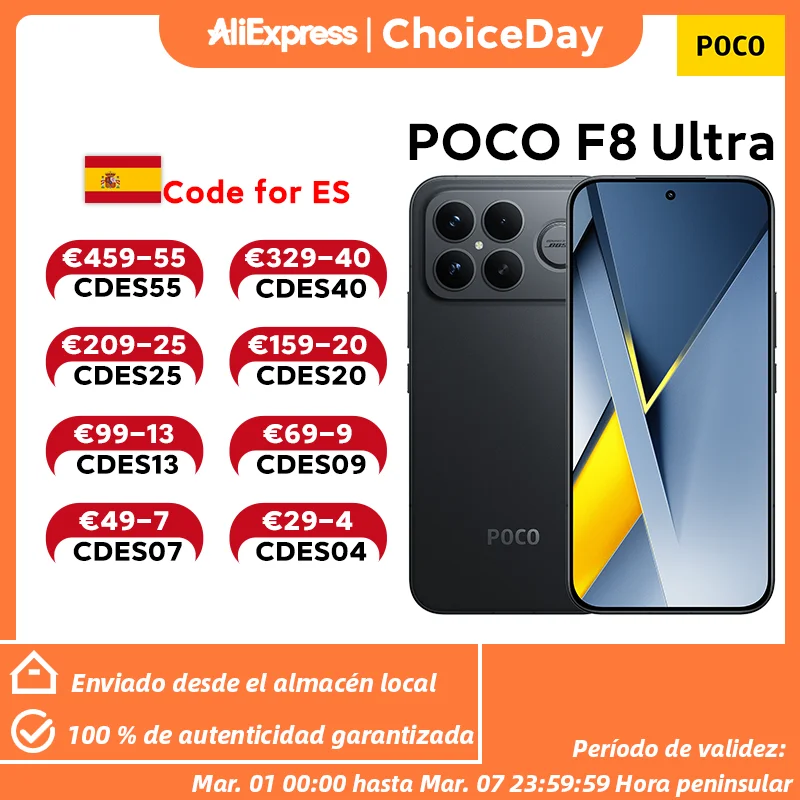 【Estreno mundial】POCO F8 Ultra Smartphone Snapdragon 8 Elite Gen 5 6500mAh 6,9 "120Hz Pantalla AMOLED POCO Hyper RGB compatible con NFC