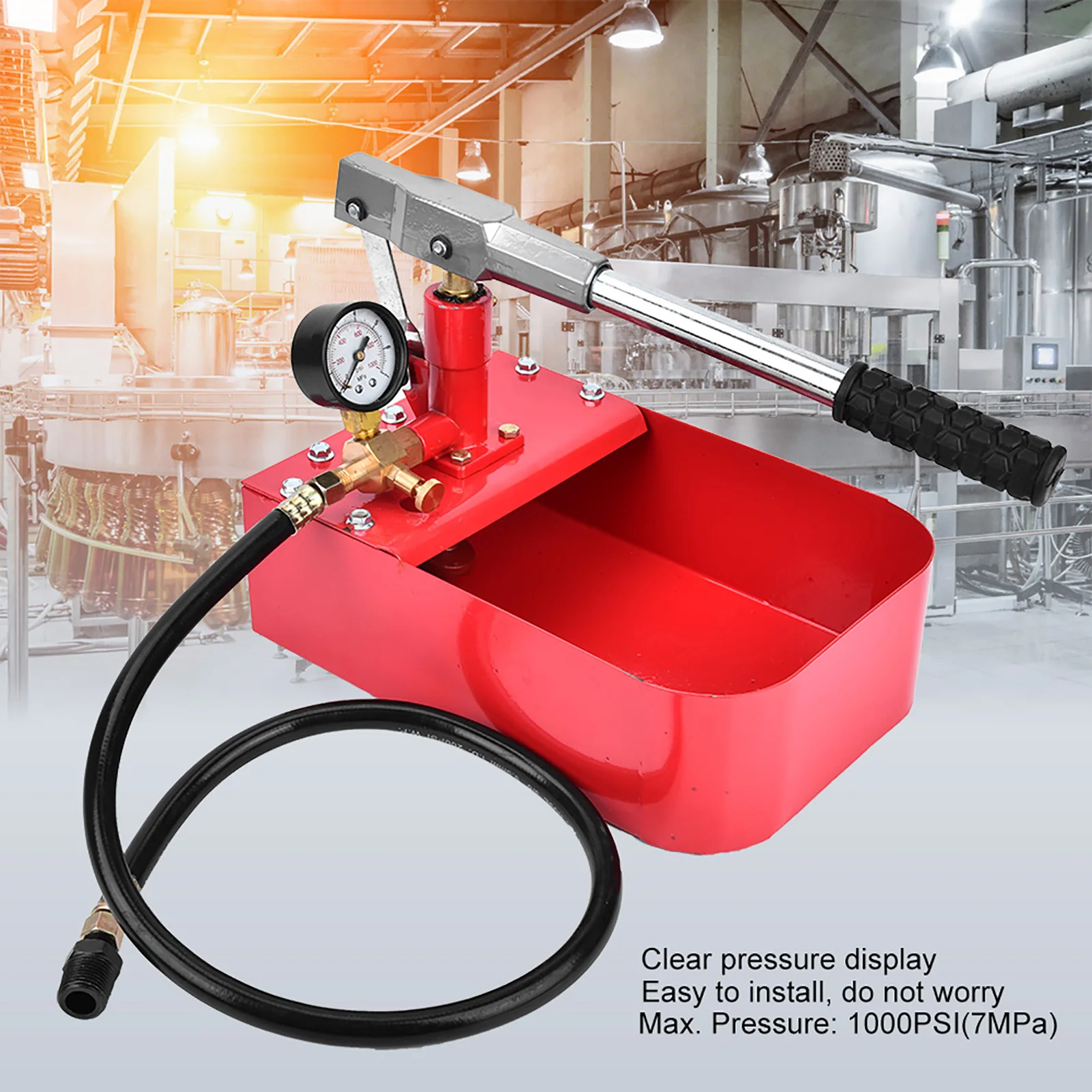 1000PSI 7MPa Manual Hydraulic Test Pump Pipe Valve Water Pressure Tester Hand Tool Pipe Pressure Testing Tool Pressure Test Pump