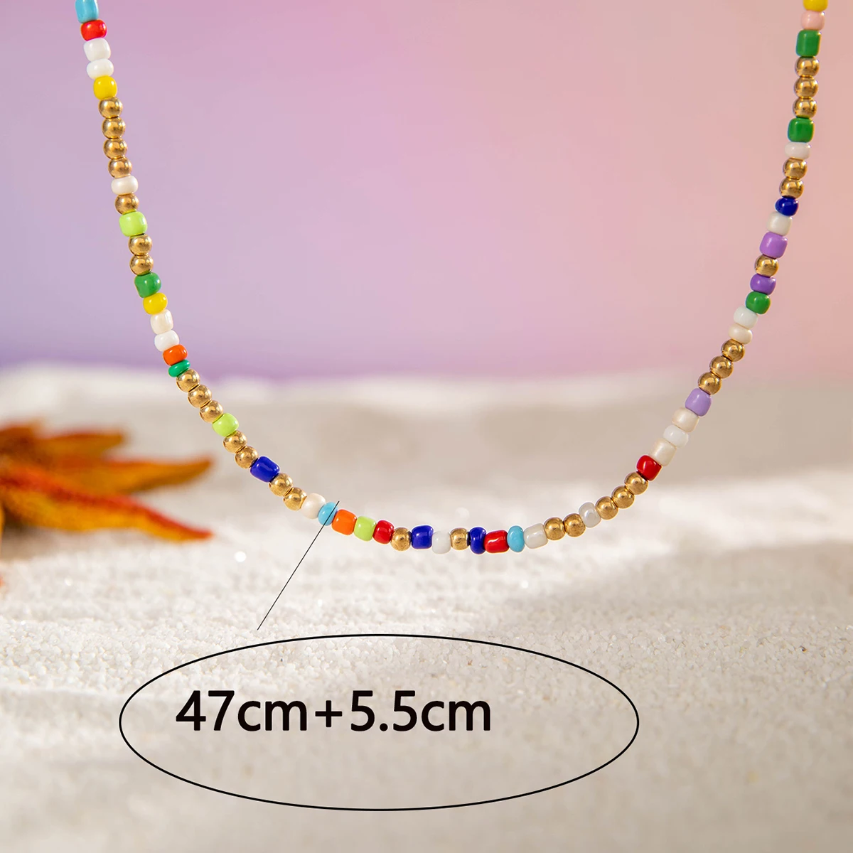 Tocona Bohemian Colorful Beaded Choker Neckalce for Women Summer Starfish Shell Pendant Neckalce Beach Jewelry Accessories