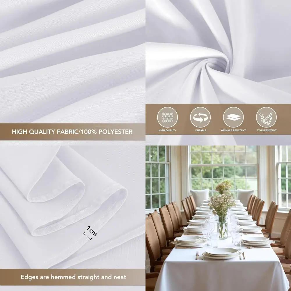 

Rectangular Washable Polyester Tablecloths, 10-Pack, 54x108, for 6ft Tables, Ideal for Weddings, Parties, and Banquets