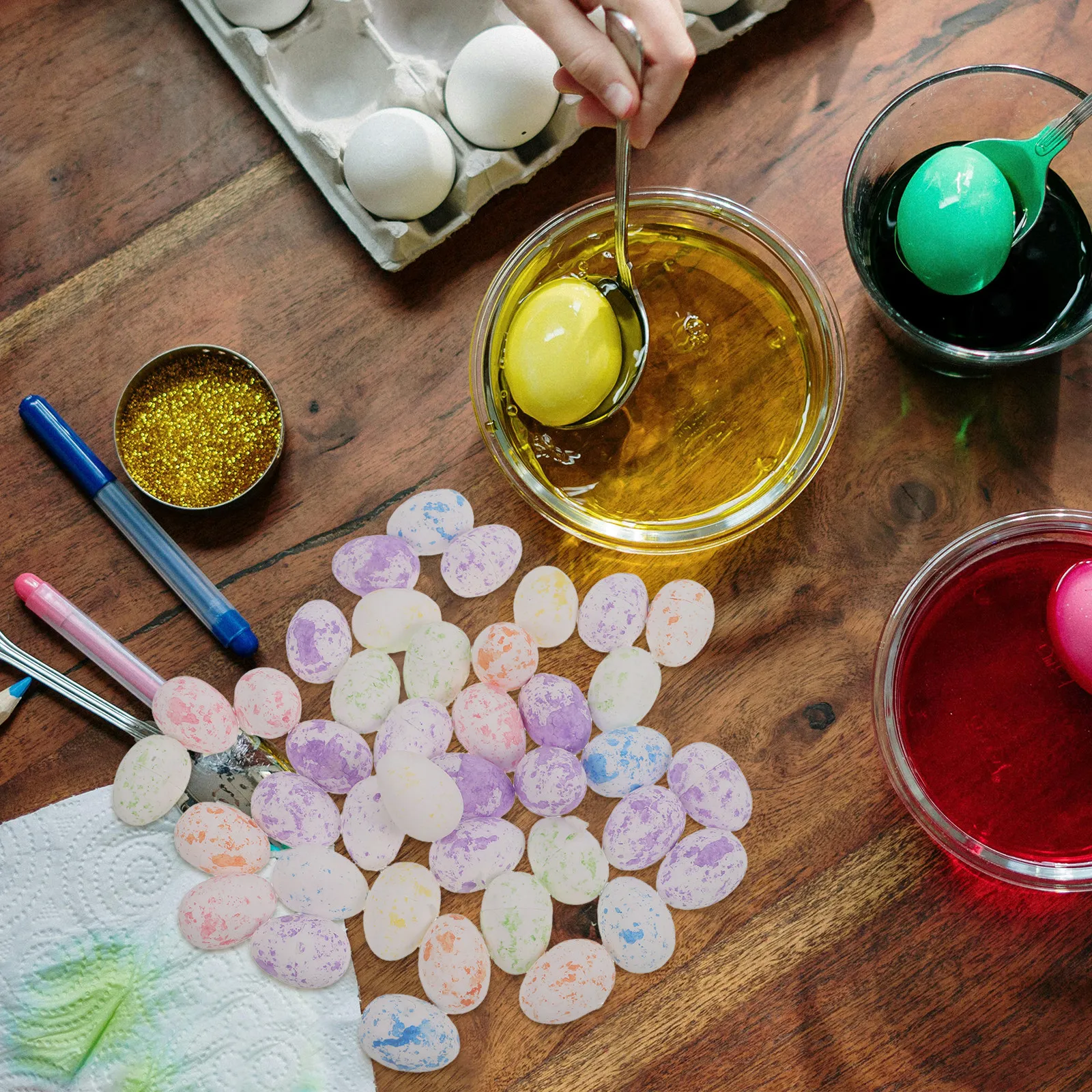 

40Pcs Multicolor Dot Foam Easter Eggs Creative Spotted Decorative Ornaments for DIY Party Home School Festival Photography Props