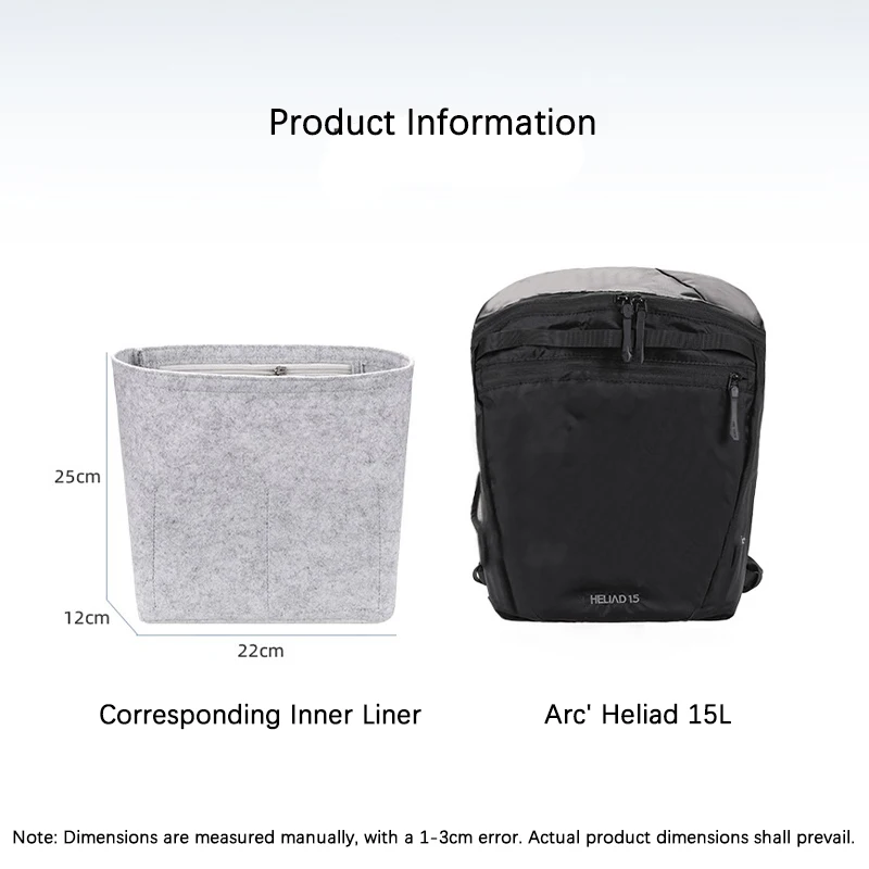 EverToner Felt Insert Inner Liner Bag Shaper Organizer For Arc' Heliad/Konseal 15L Backpack
