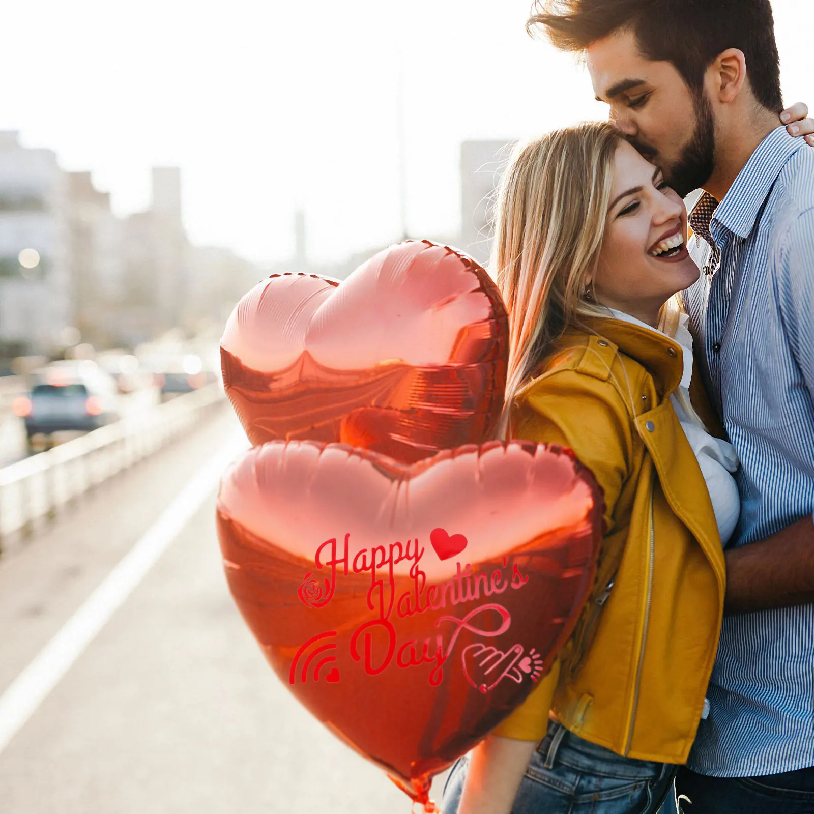 

5pcs Pop Ball Stickers Red Heart Balloon Decals Wedding Party Decorative PVC Material Long Lasting DIY Valentine Home