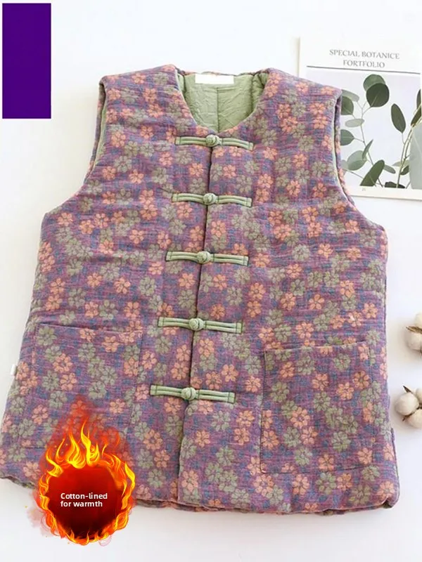 

Artistic Floral Embroidery Cotton Liner Jaet Loose Fit Svel round Ne Overcoat for plus Size Women Warm Comfortable