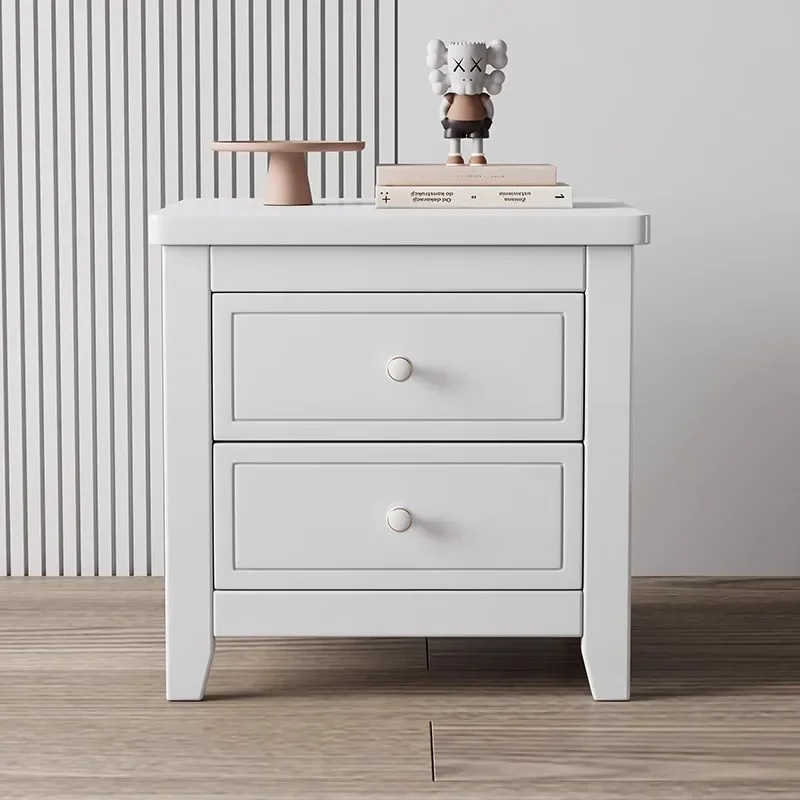 All solid wood new American bedside table paint process bedroom storage bedside locker children's white suit