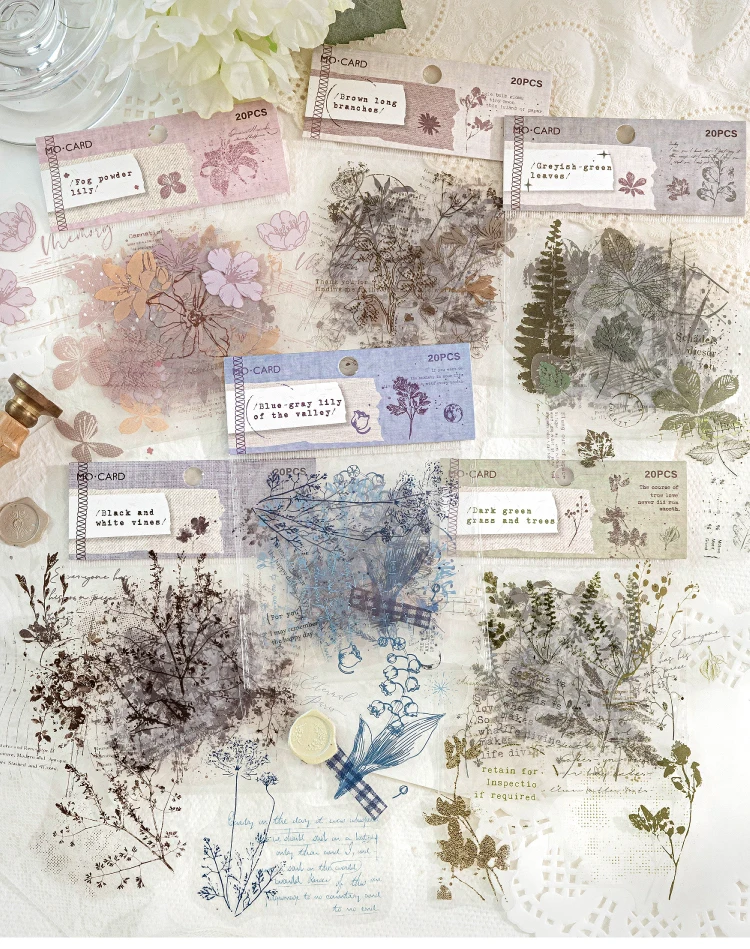 20-teiliges Aufkleber-Set für Pflanzen, Blumen, Pflanzen, dekorative Aufkleber, DIY-Planer, Tagebuch, Journal, Scrapbook-Zubehör – Detail 1