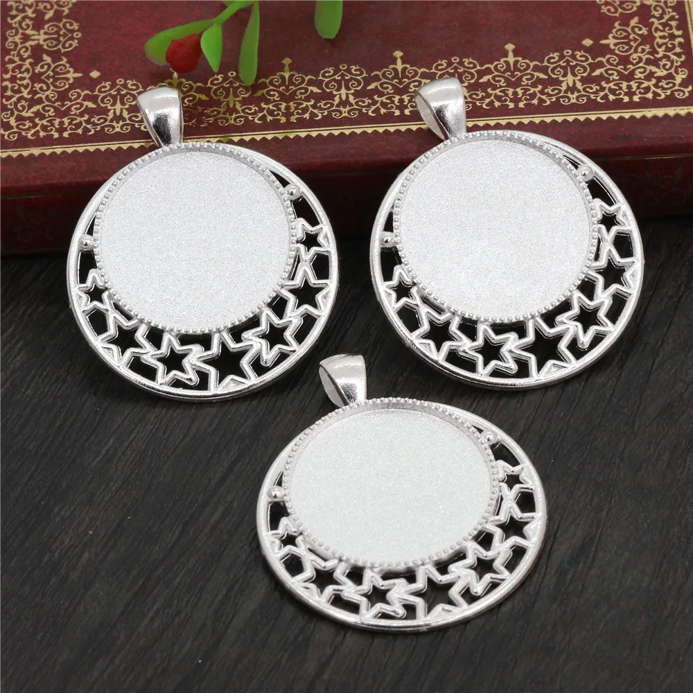 High Quality 5pcs 25mm Inner Size 6 Colors plated  Cameo Base Setting Stars Style Pendant