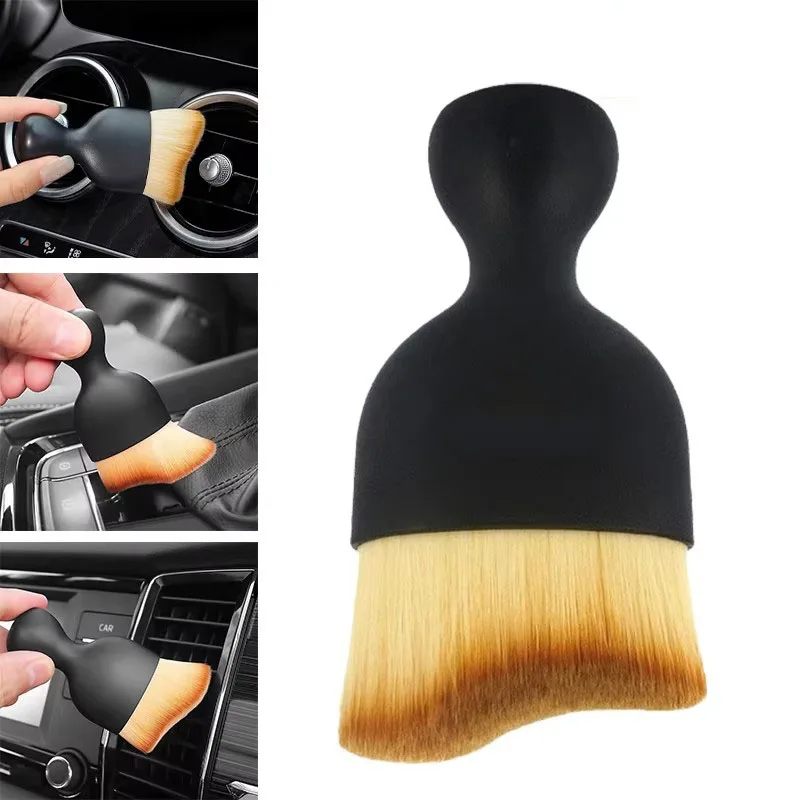 1-10PC Car Cleaning Brushes with Shells Air Conditioning Outlet Vent Soft Fur Clean Crevice Sweep Duster Auto Interior Wash Tool
