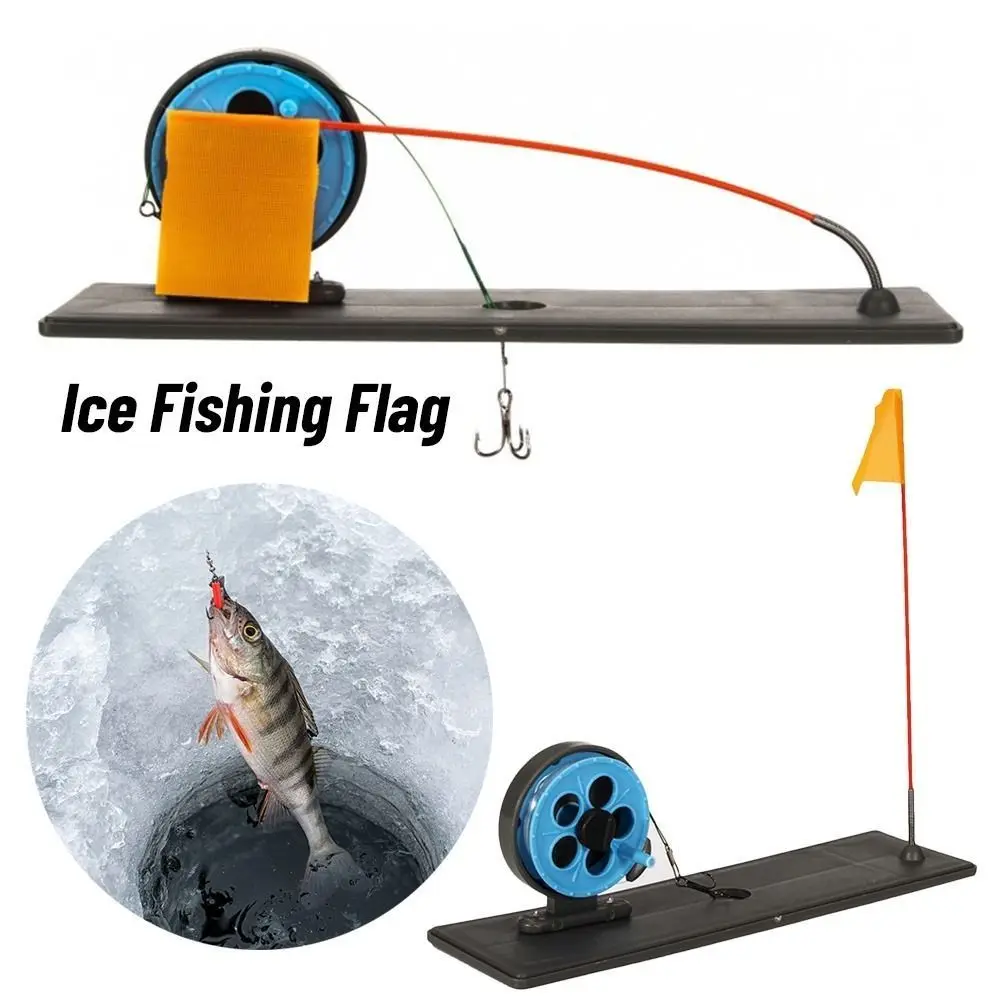 Barra metálica compacta para pesca en hielo con banderín naranja portátil - imagen 2