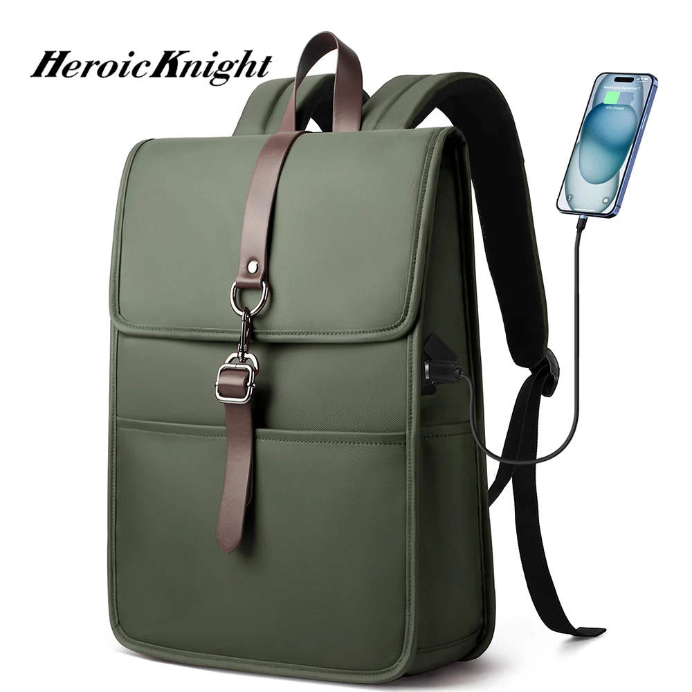 Heroic Knight Trendy Men’s Backpack Anti-theft Business Laptop Backpack 15.6 Inch Waterproof USB Short Trip Work School Mochilas