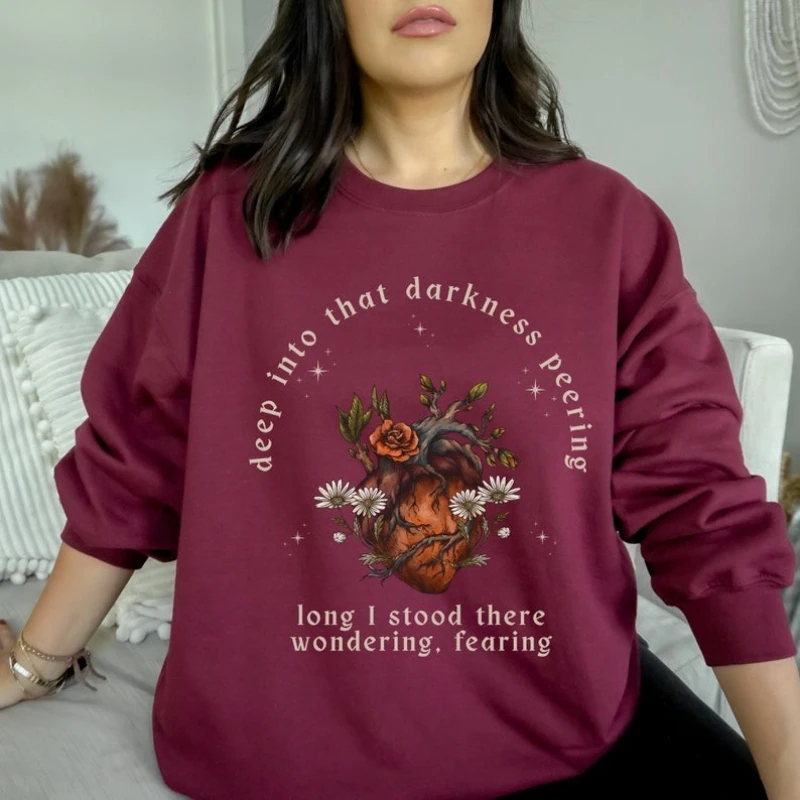 

Толстовка Edgar Allan Poe Books, рубашка Poet Dark Academia Goblincore Forestcore Whimsigoth, модная толстовка с рисунком Bookish Merch