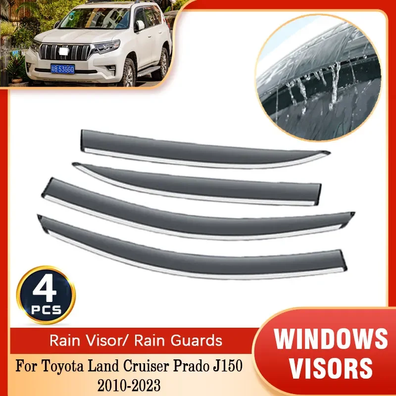 

For Toyota Land Cruiser Prado J150 2010~2023 Rain Sunshade Window Visor Windshield Deflectors Protective Cover With bright strip