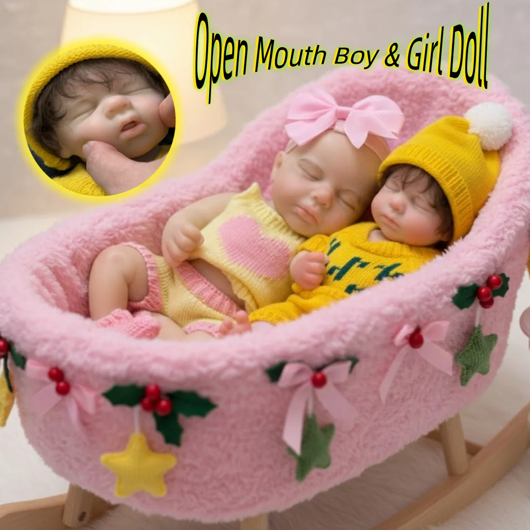 

1PCS/ Open Mouth 13Inch Loulou Soft bebe reborn de silicona Girl &Boy Doll With Washable Body Soft Touch Reborn Silicone Dolls