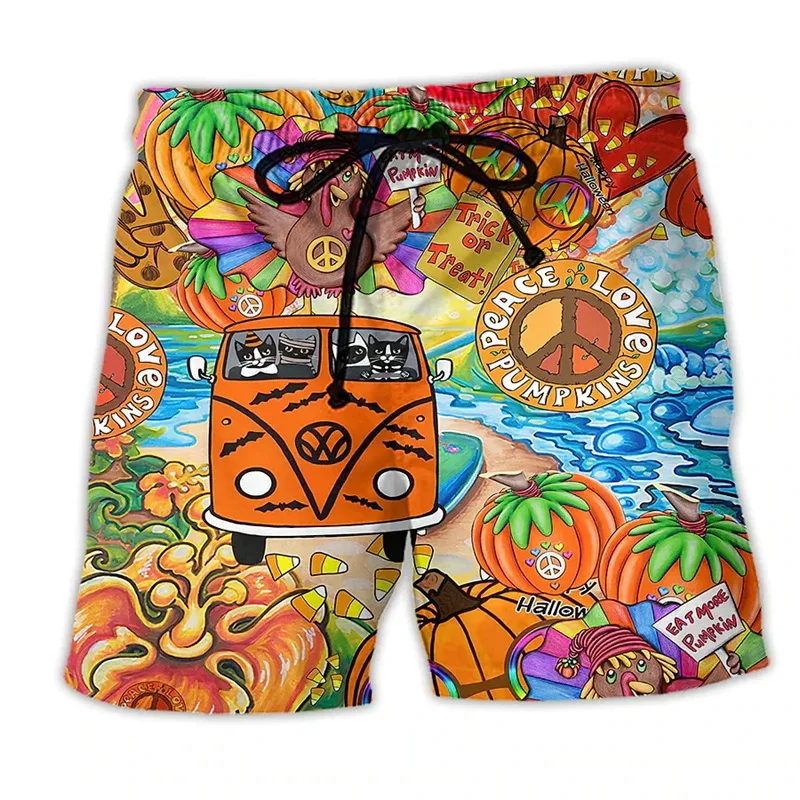 Bunte Graffiti 3d gedruckt Surfbrett Shorts coole Sommer Straße Hip Hop Badehose für Herren Urlaub Strand Trend Shorts