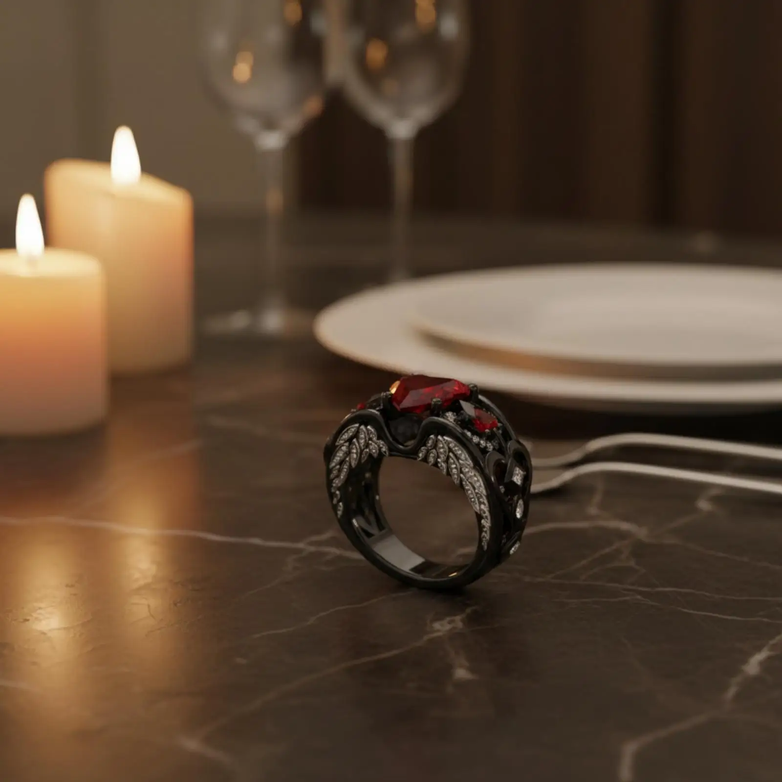 Crystal Heart Ring for Women Vintage Ornate Openwork Design with Clear Stone Setting Romantic Anniversary Gift Jewelry