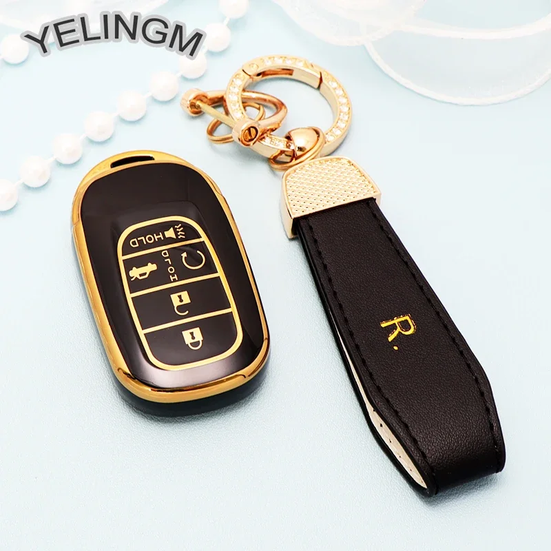 TPU Car Key Case Cover For Honda Civic Accord HR-V CR-V CRV 2021 2022 2023 5Buttons Auto Keychain Shell Fob Holder Accessories