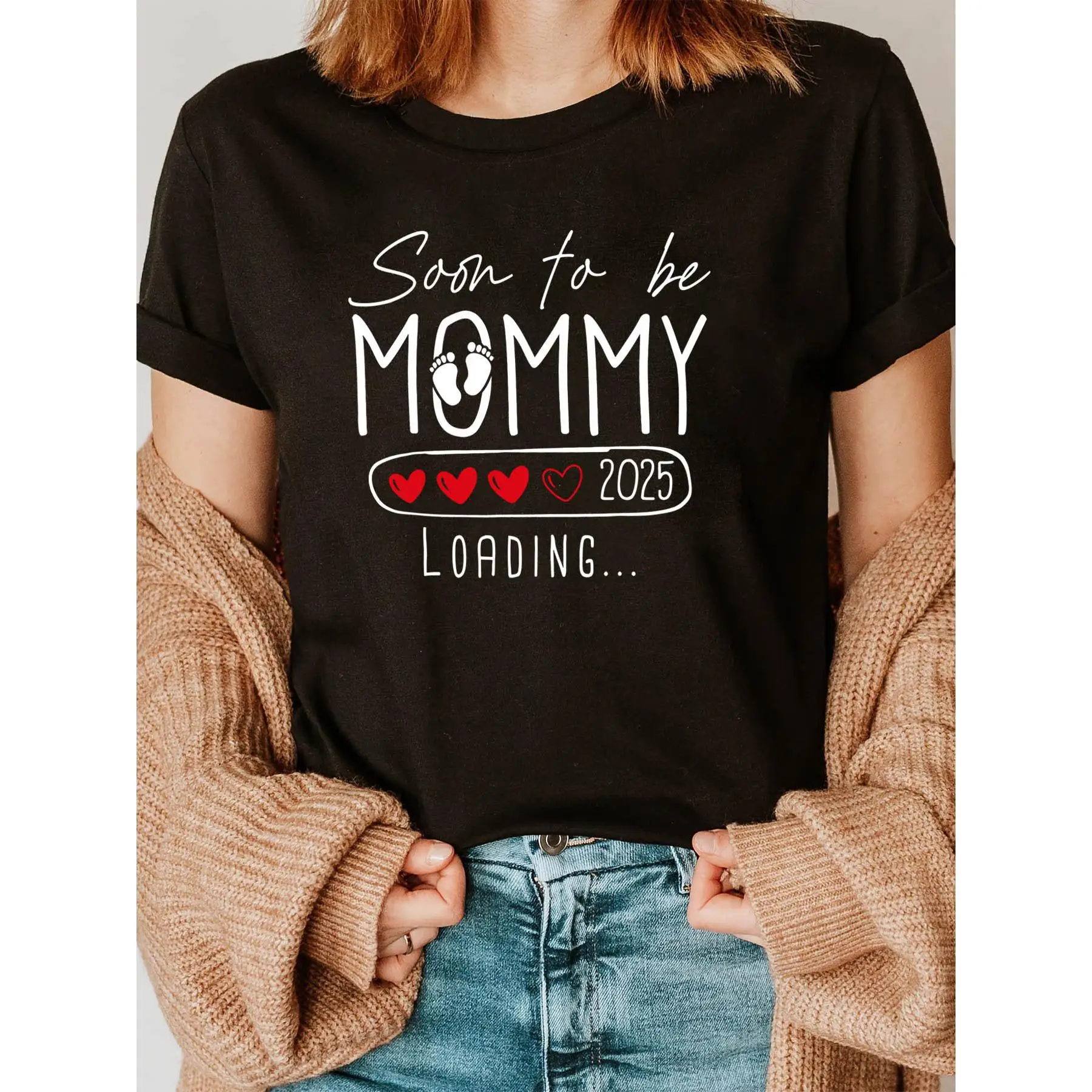 

Short Sleeve Crew Neck Print T-shirt - Casual Summer & Spring Top For Women - Lettre