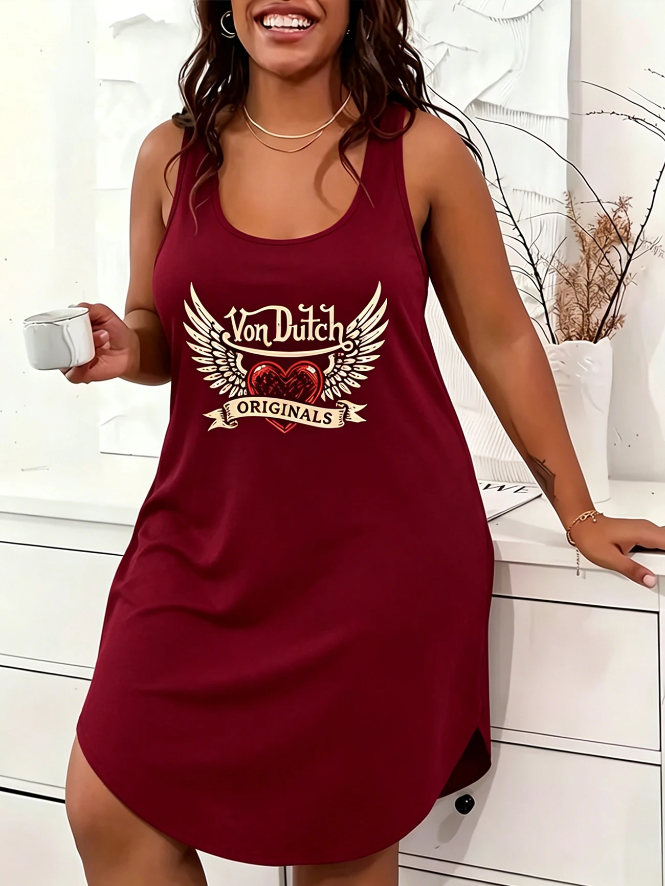 Plus-Size Women's Clothing, Y2K Retro Style, Daily Outings and Home-Based Casual Summer Printed Blouse Dress view 5