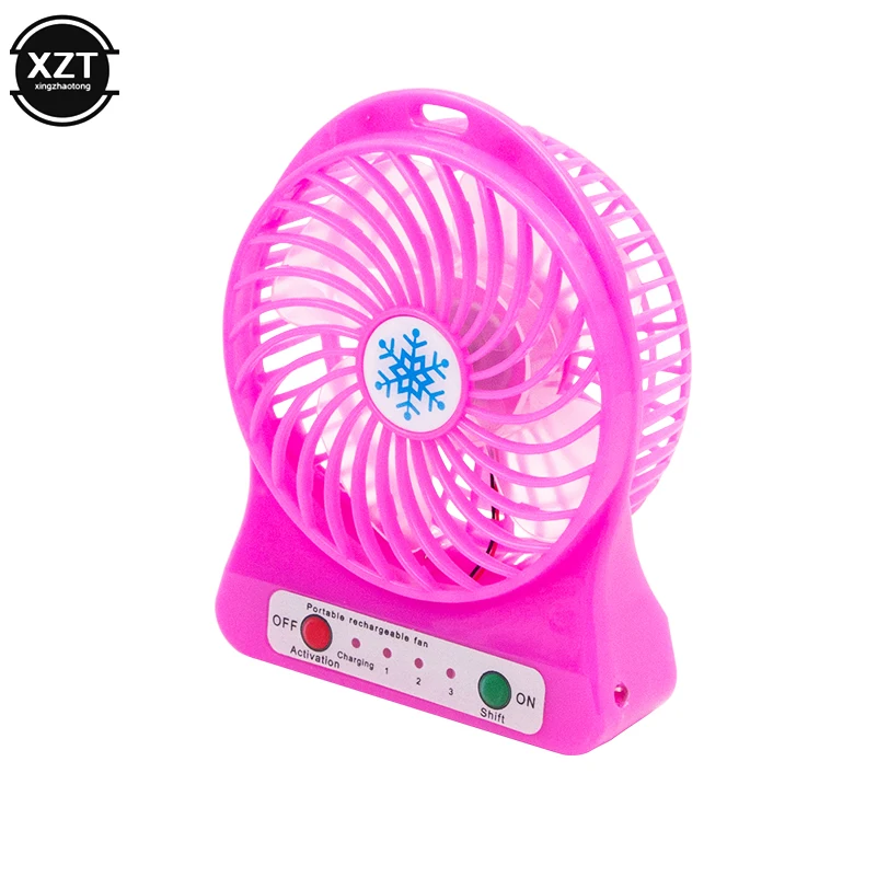 Mini Portable Handheld Fan Rechargeable USB with LED Light Desktop Air Cooler Outdoor Office Small Fan