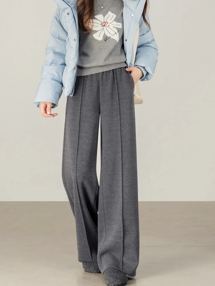 

SENTUBILA Softest Knit Pants for Women 2025 Autumn Winter Acetate Wool Silk Blend Trousers Casual Versatile Bottoms 154K80280