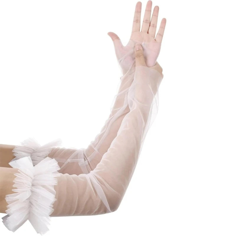 Luvas noiva elegantes luvas malha para eventos especiais Seethrough sem os dedos mangas do braço para o jantar