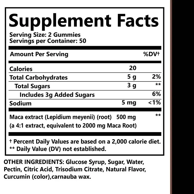 Maca Root Gummies - for Men Increase Stamina support Immunity Supplement Big 18