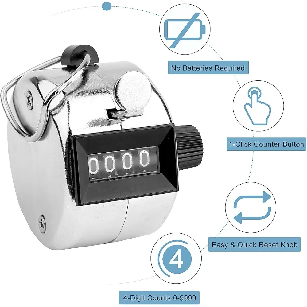 2 Pack Hand Tally Counter 4-Digit Metal Mechanical Clicker for Counting