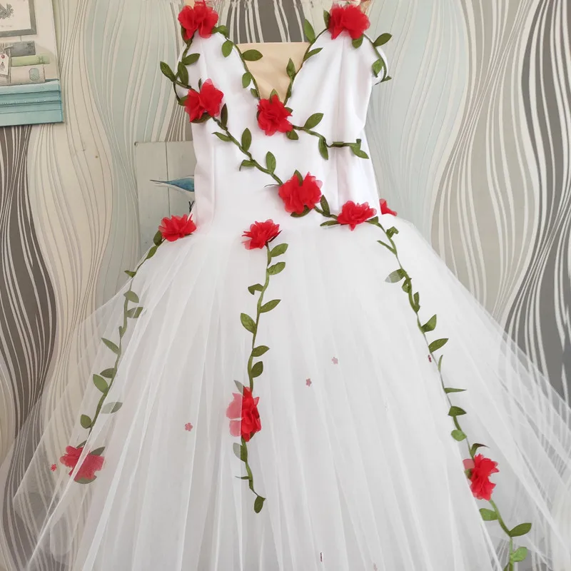 Adult White Flowers Ballet Dress For Girls Child Ballerina Dress Kids Professional Women Ballet Tutu Dance Costume