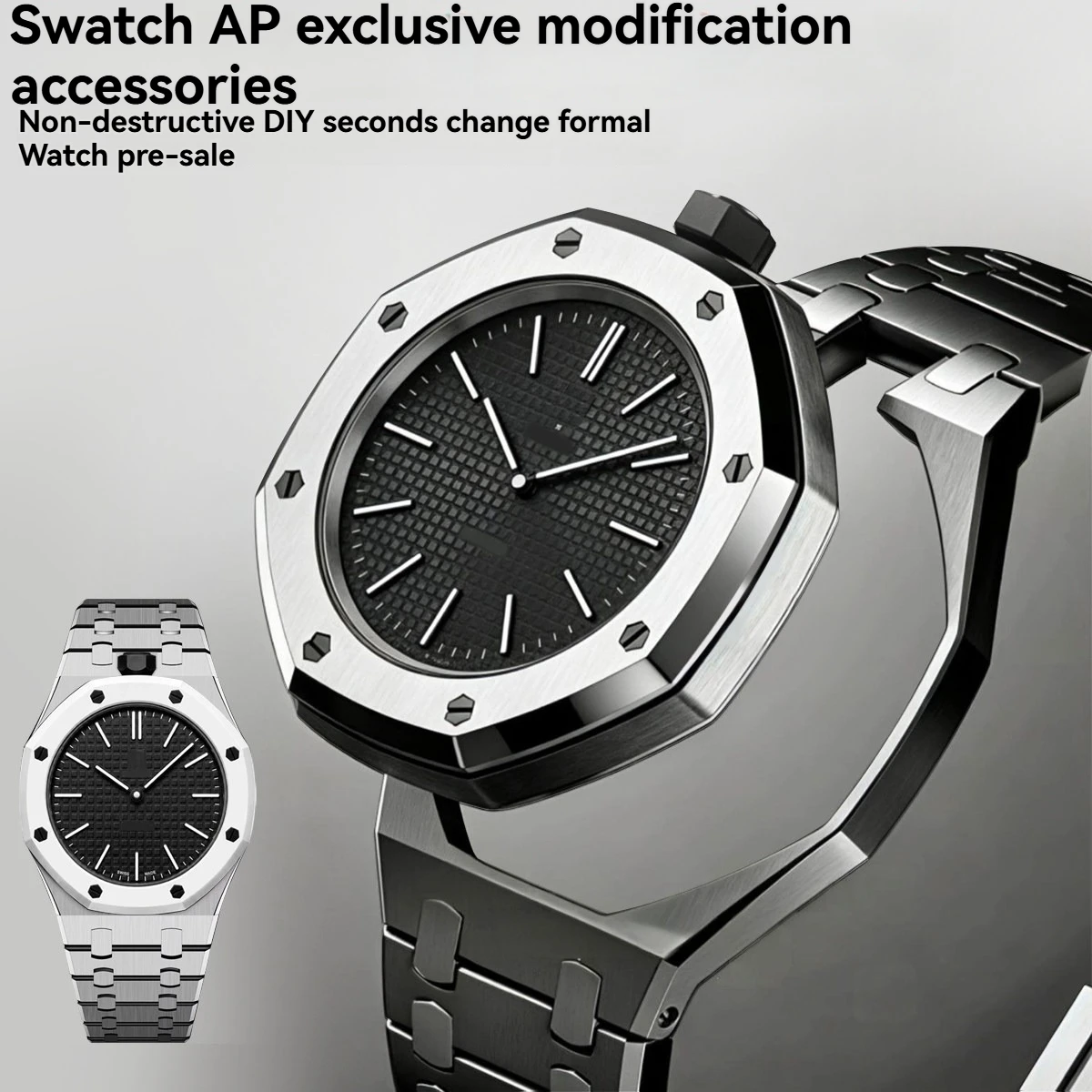 For AP Audemars Piguet Oak Tree x SWATCH Royal Pop Pocket Watch Series Steel Watch with Metal Case Integrated Modification Acces