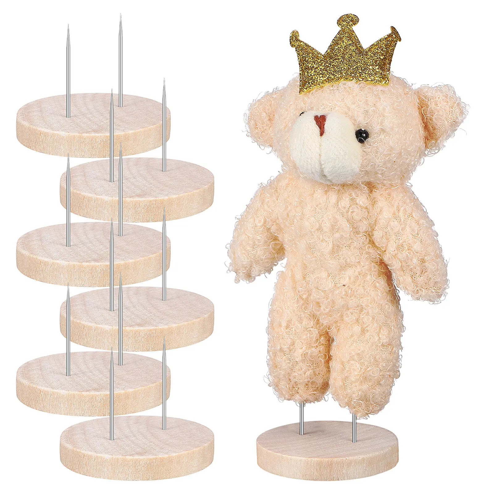 

Набор из 6 деревянных подставок для фигурок, диаметр 5 см, толщина 0,8 см, для вязания крючком, устойчивые основания, аксессуары