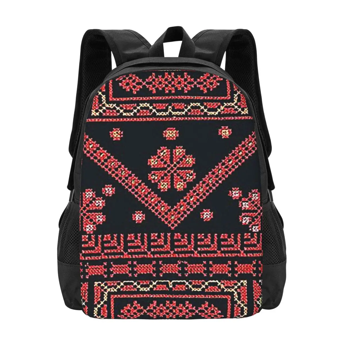 

Three Flowers Palestinian Embroidery Backpack Hot Sale Daypack Large Capacity BookBag School Bag Shoulder Bags for Men Women