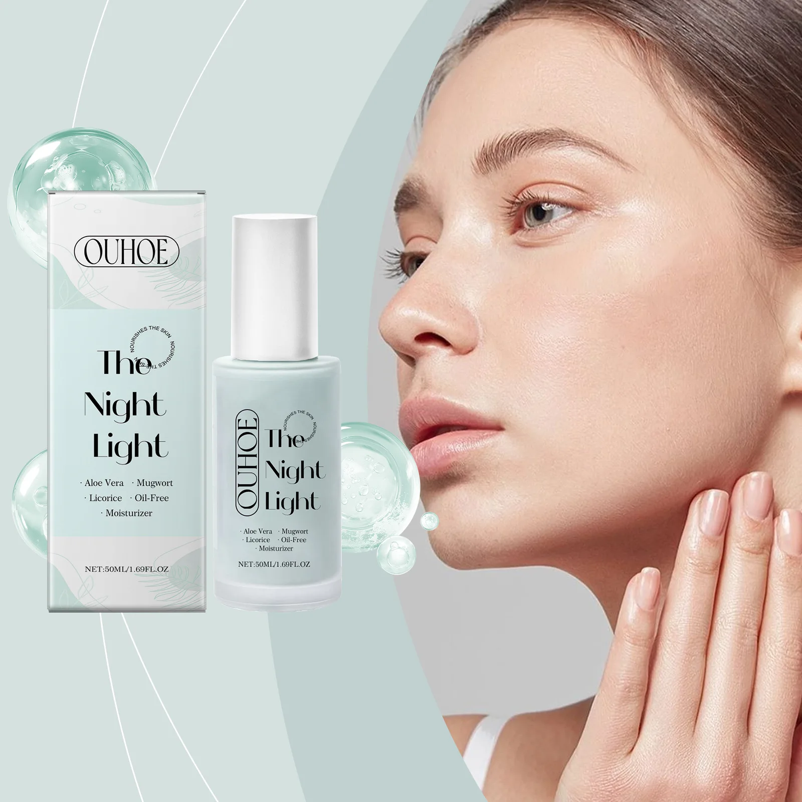 

OUHOE Hyaluronic Acid Moisturizing Lotion, Facial Moisturizing Care Skin Smooth Moisturizing Hydrating Night Cream Plant Extract