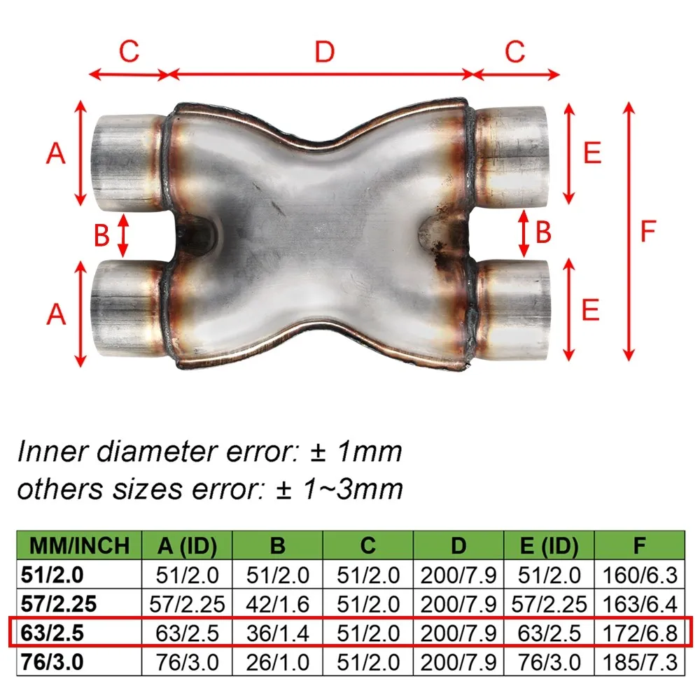 Universal Exhaust X Pipe 2.5