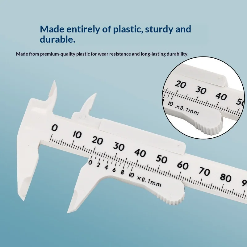 Plastic Vernier Caliper 100mm, Mini Portable Slide Caliper for Measuring Inner Outer Diameter Depth Height
