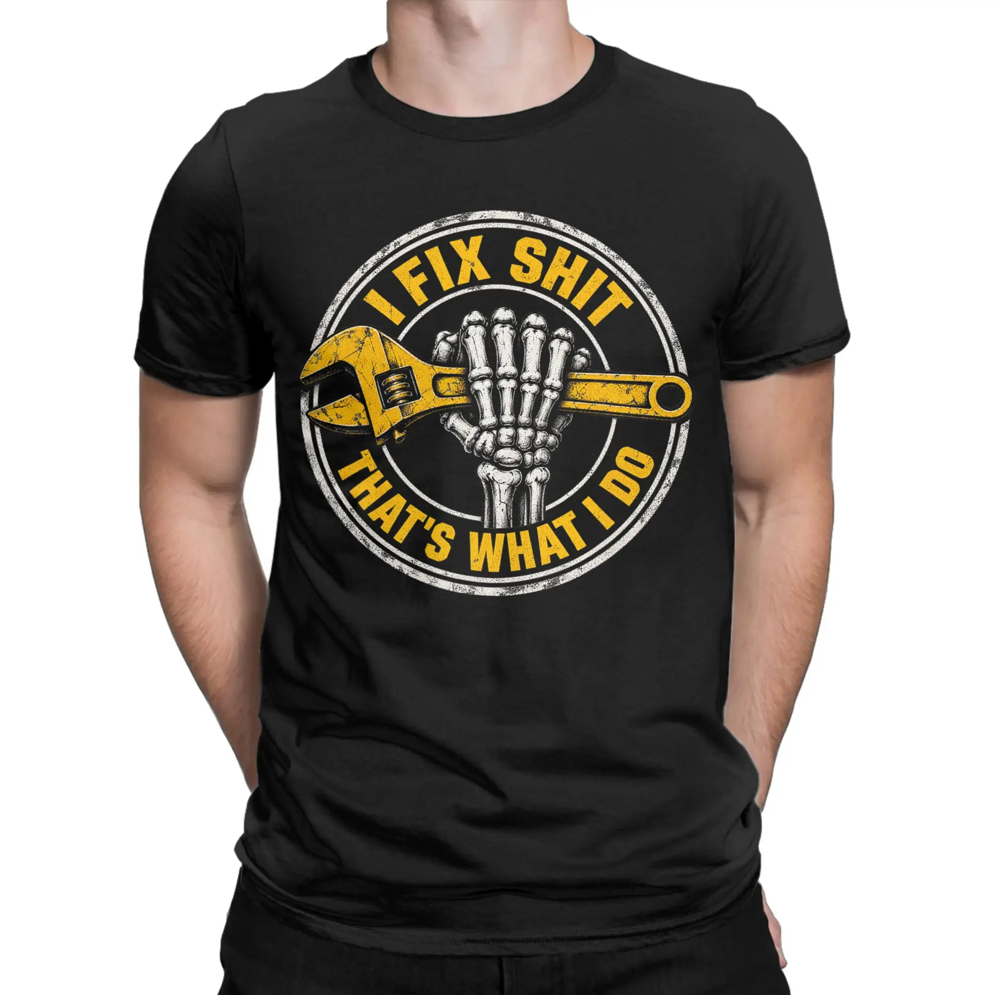 I Fix Sht That's What I Do Funny Handyman Dad Men T Shirt  Casual Tees Short Sleeve Crew Neck T-Shirts Pure Cotton 6XL Tops