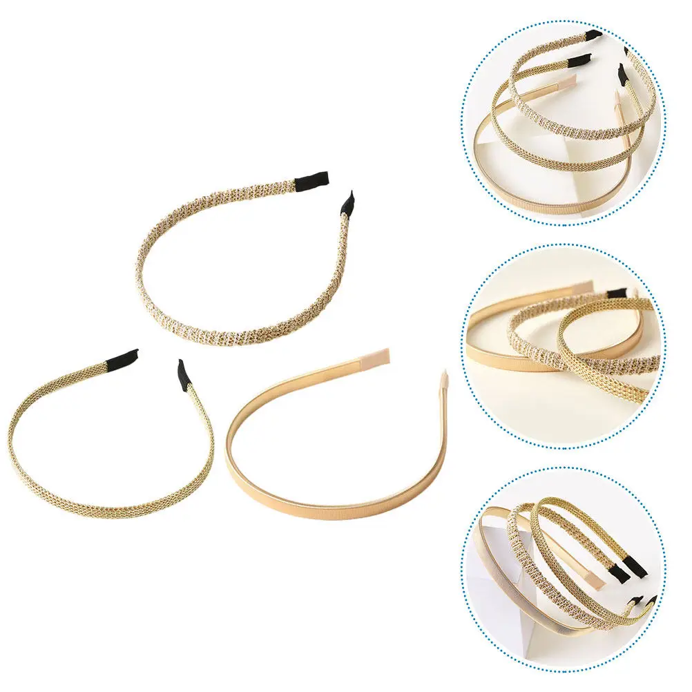 

3Pcs Spring Hair Clasp for Women Elegant Thin Metal Headbands Party Prom Birthday Gift Hair Accessory Decorative Photo