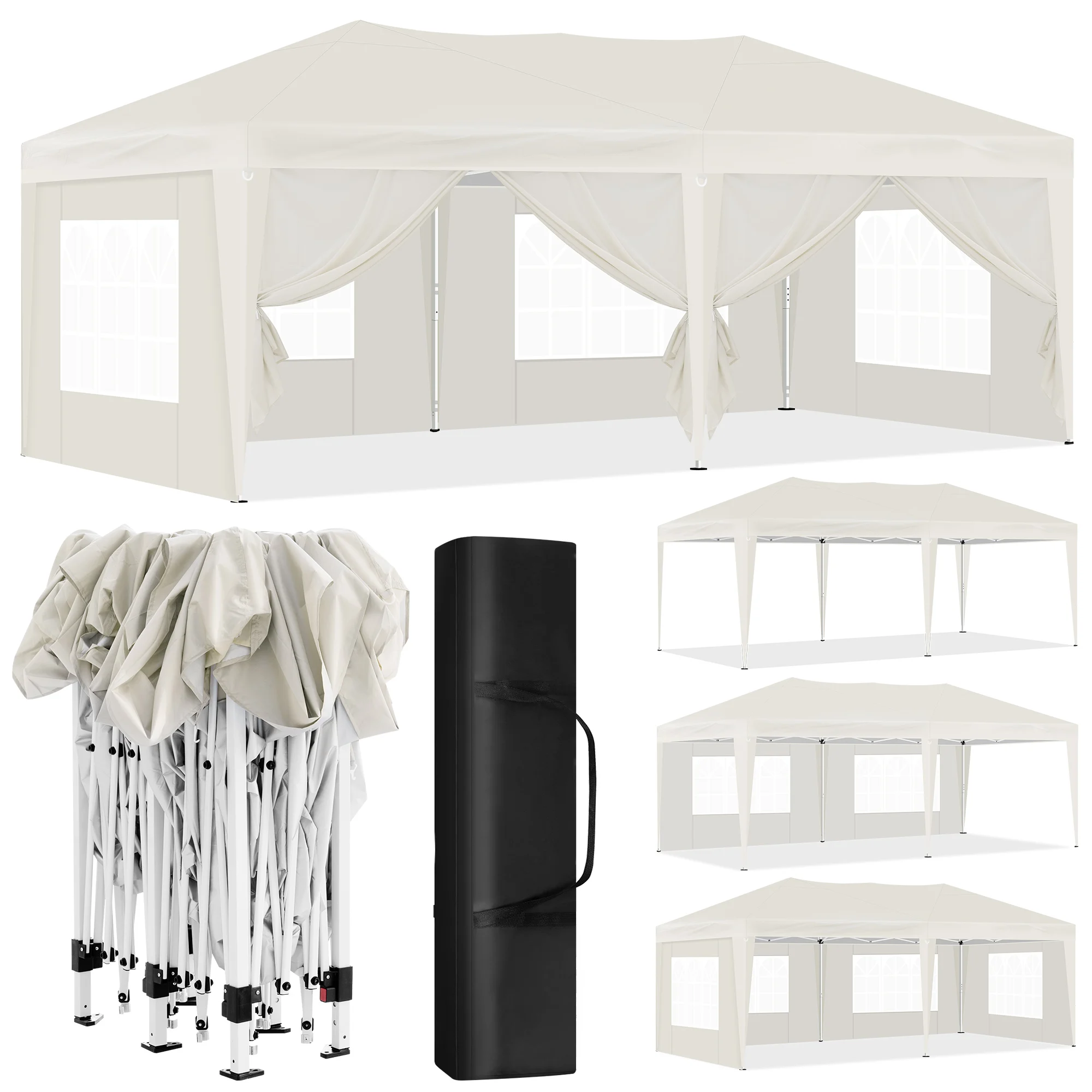 Pop-up opvouwbaar tuinhuisje Tuinpaviljoen Marquee Pergola Waterdicht Winddicht UV-bescherming feesttent voor tuin Camping Strand BBQ