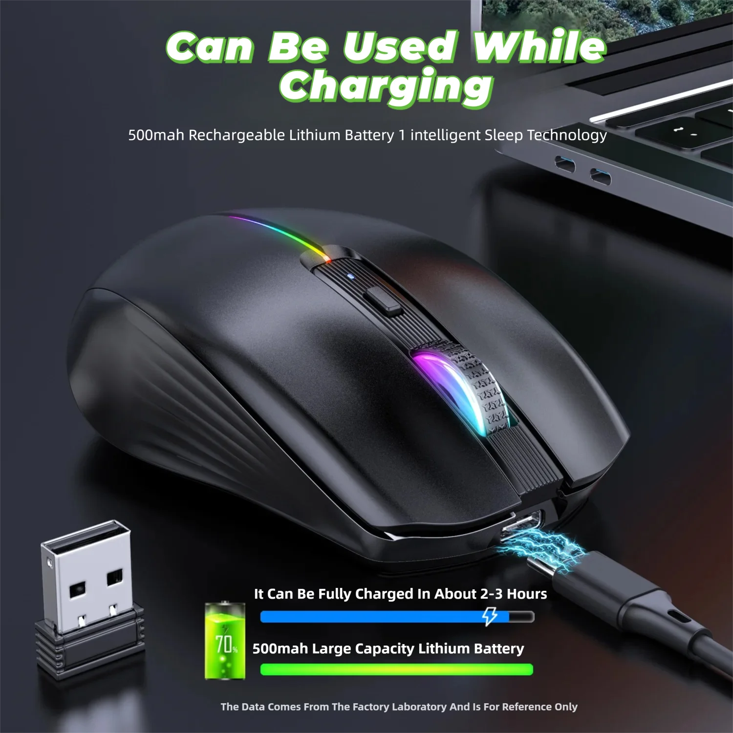 2.4G Bluetooth Mouse Tri-mode Wireless Mouse RGB Multi-colour Illuminated Type-C Rechargeable Mouse 6-Button  Silent Mouse