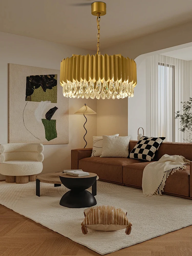 

Круглые подвесные светильники с кристаллами воды во французском стиле, светодиодные светильники с регулируемой яркостью, роскошный светильник для домашнего декора, скандинавские светильники для столовой