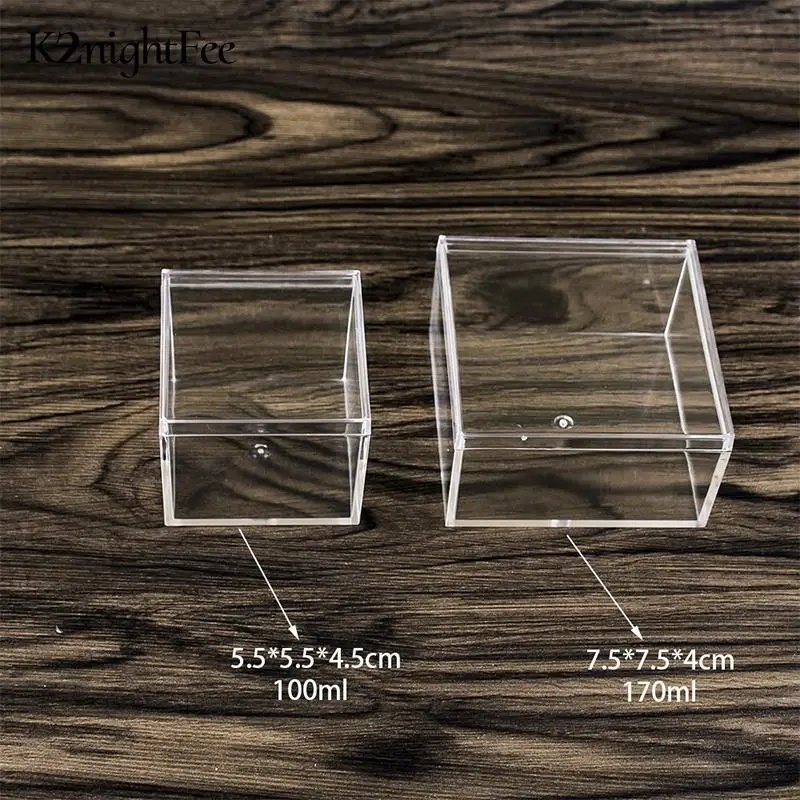 Mini caja Rectangular pequeña, transparente, plástico PS, espécimen, joyería de caramelo, manicura, cristal, barro, caja de embalaje, organizador