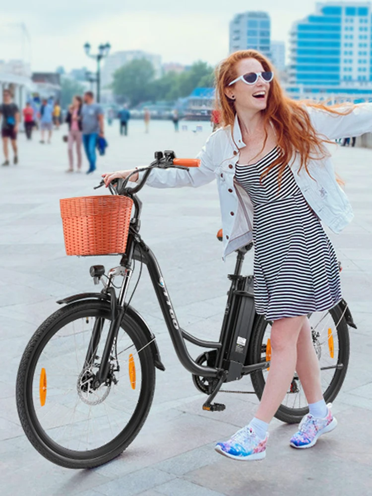 TTGO 26 Zoll Elektrofahrrad E-Bike für Männer und Frauen 36V 14,5 Ah Akku, Citybike 60-75 km Elektrofahrrad mit Korb