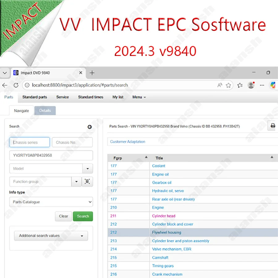 2024.3 for Volv Impact EPC 9840 Electronic Parts Catalogue Lorry & Bus Catalogue Information on Repair Spare Parts + Nitro