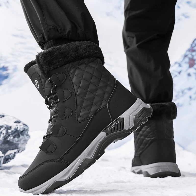 

Large-sized Shoes High-top Shoes Couple Flat Flat Lace-up Comfortable and Durable Two-color Outdoor Hiking Snow Boots Lace-up