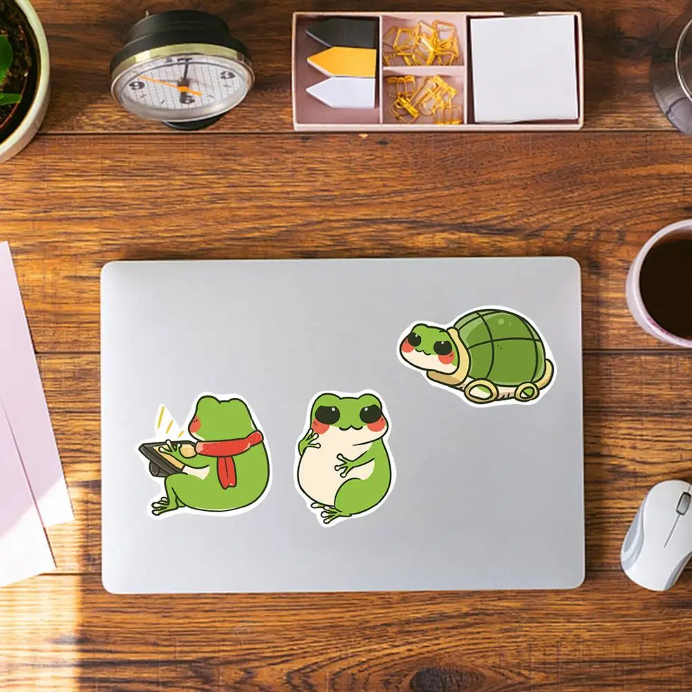 Durable Pvc Frog Stickers Waterproof Frog Stickers 50pcs Cartoon Frog Sticker Set Self-adhesive Waterproof for Phone for Luggage