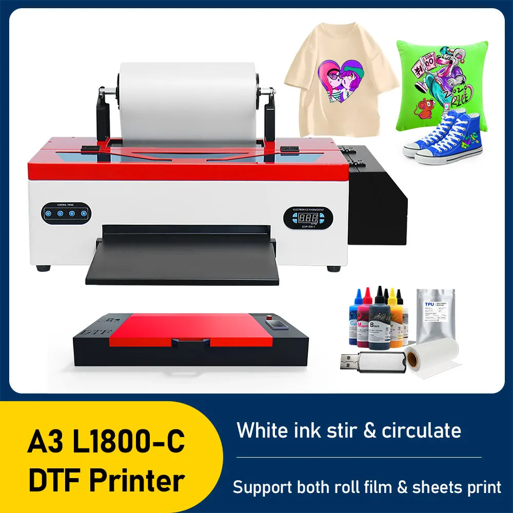 

DTF L1800 Transfer Printer with Roll Feeder DTF Direct to Film Print A3 DTF Transfer Printer for Tshirt Hoodies DTF Impresora A3