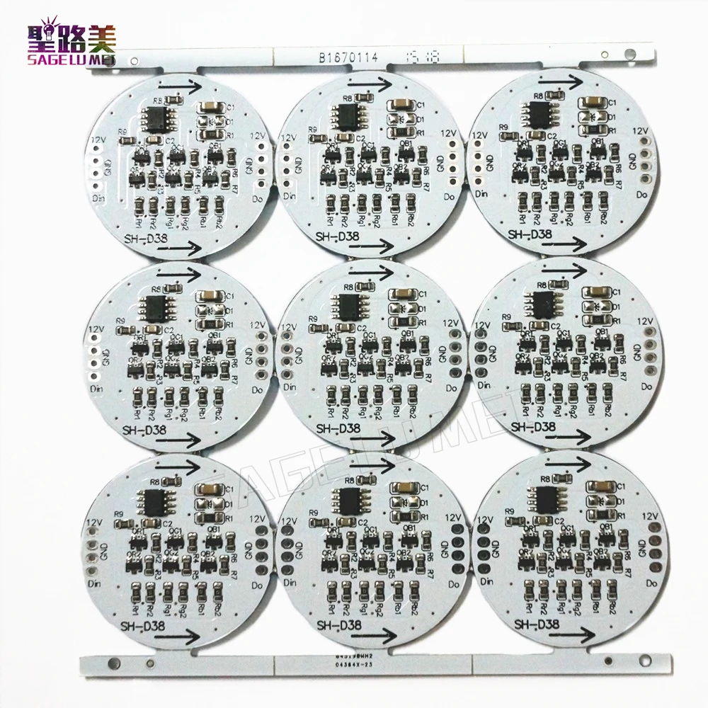 9pcs/lot DC12V WS2811IC PCB 38mm Diameter D38 6leds 5050 SMD Led Board Pixels Point Node Light Module Addressable led chip Board